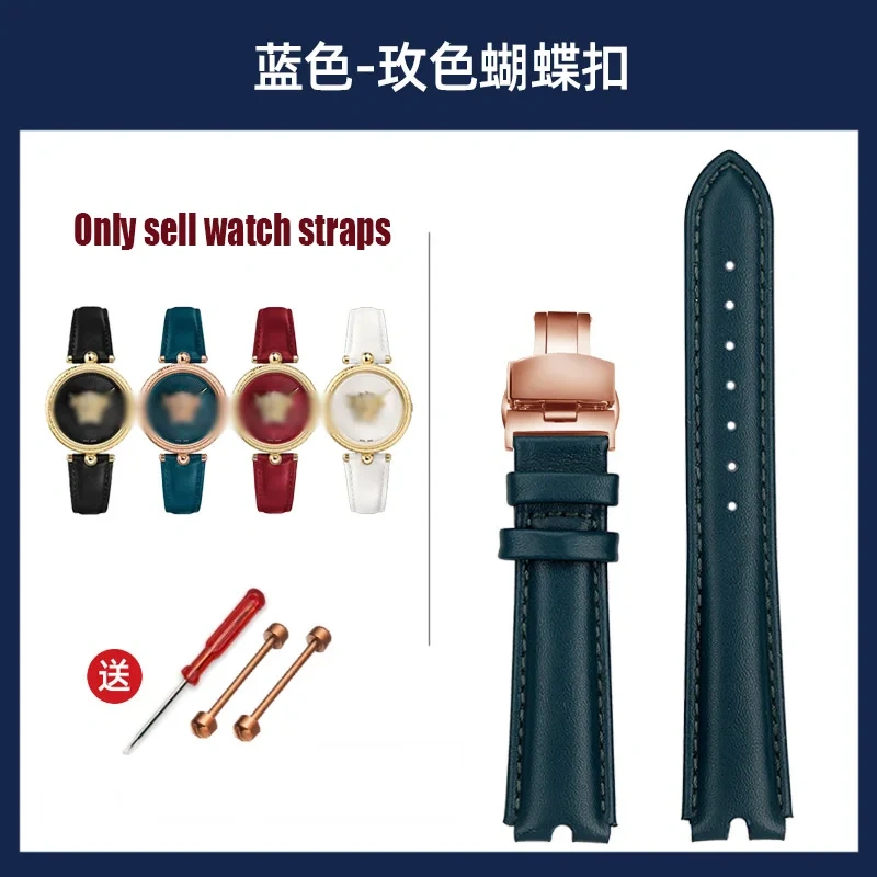 For VERSACE PALAZO Wristband Medusa Notched Genuine Leather Watch Band 18MM Women's Watch Strap VECQ00418/00118 Ladies Bracelet