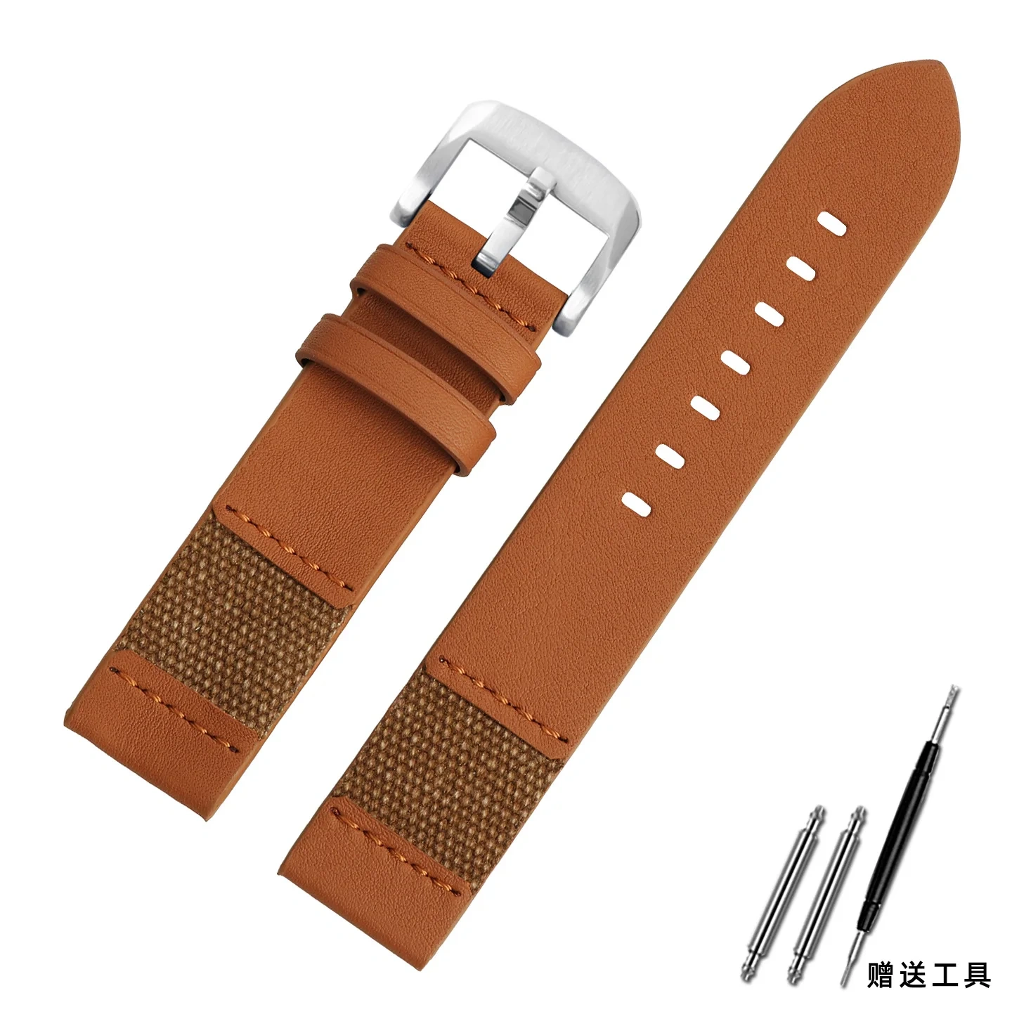 20mm 22mm Hybrid Leather & Canvas Watch Band Strap for Casio Panerai Rolex Tudor Quick Release Replacement Bracelet