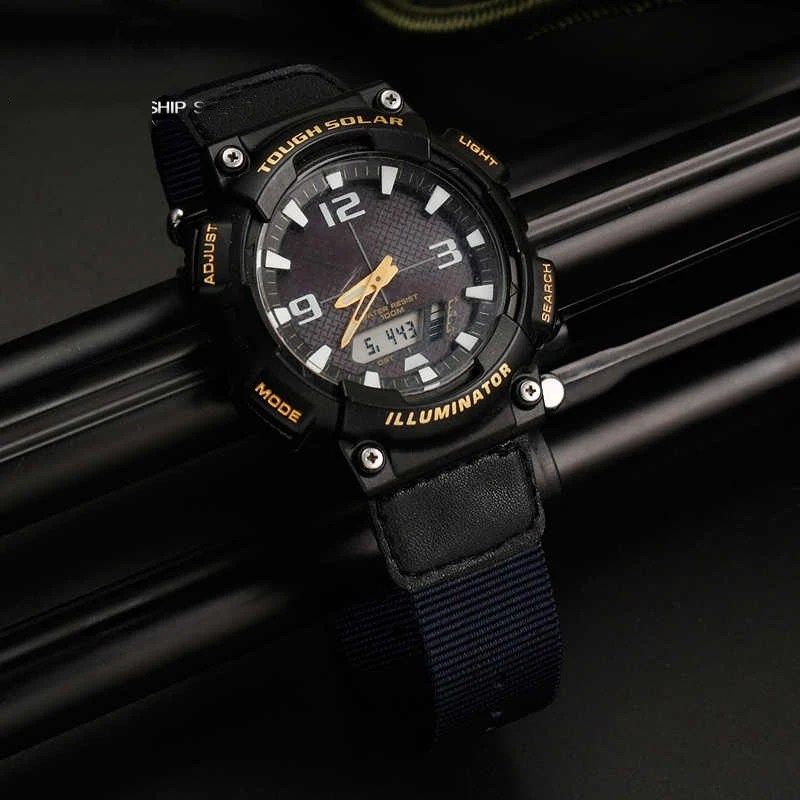 For Casio AE-1200 1100 SGW-300/400 A158WA woven Men‘s Bracelet Cow leather canvas Watchband 18mm waterproof nylon watch strap