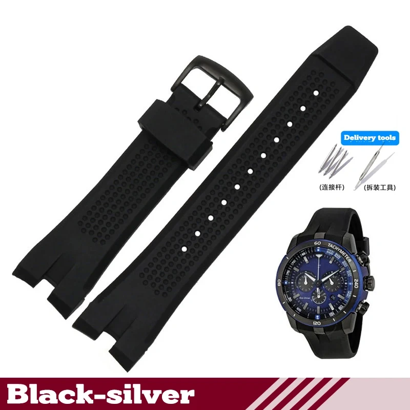 Silicone Strap For Citizen Eco-Drive CA4154 4155 AW1476 1475 1477 Bracelet 24mm Men Rubber Replacement Watch band Accessories