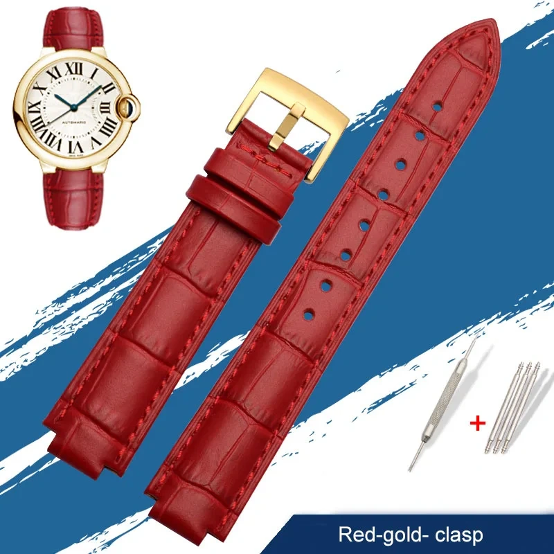 Genuine Leather Watch Band For Cartier Blue Balloon W69012Z4 W6900456/556 Series Men Women Watch Chain Watch Strap 16mm 18mm