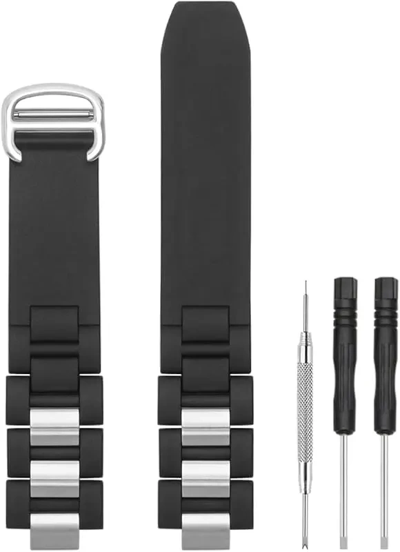 Replacement Silicone Steel Strap for Cartier Must 21 Chronoscaph Autoscaph 20*10mm Black Watch Band Accessories
