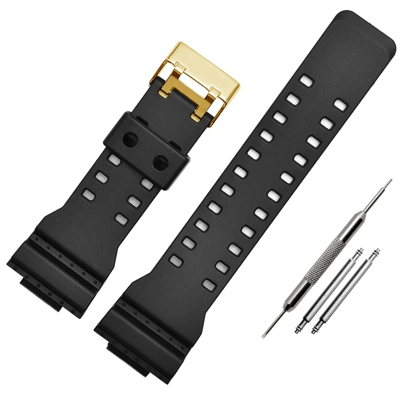 For Casio Watch strap GA100/110 GD120 GA-100 Black Gold Silicone Resin Matt gloss Watchband G-SHOCK Men's And Women Accessories