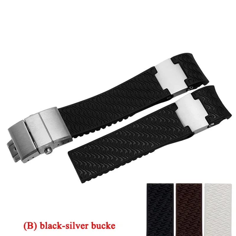 For Ulysse Nardin Silicone Rubber Watchband 263 DIVER Curved End Watch strap Men Brown Blue 22mm Waterproof belt Bracelets