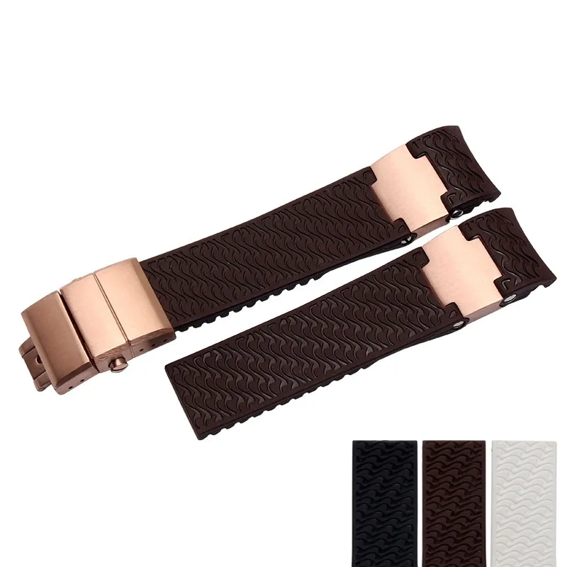 For Ulysse Nardin Silicone Rubber Watchband 263 DIVER Curved End Watch strap Men Brown Blue 22mm Waterproof belt Bracelets