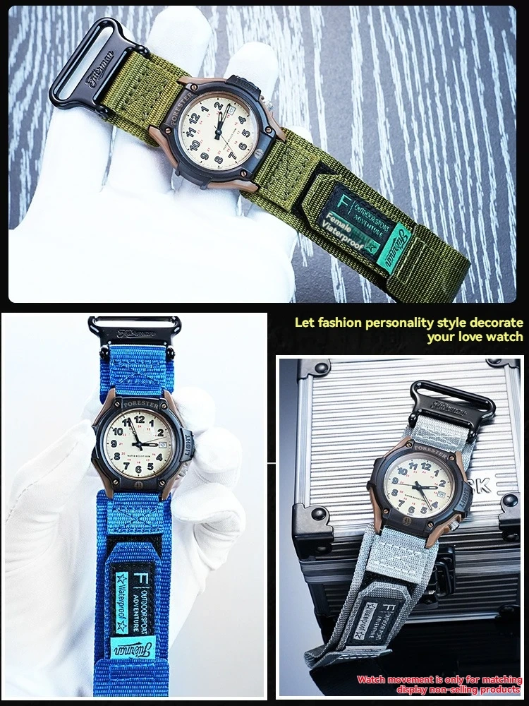 Hook and Loop Nylon Band Replacement for Casio 5405 FT-500WC FT-500WC-3B FT-500WC-5B FT-500WC-1B Vintage Forester Canvas Strap