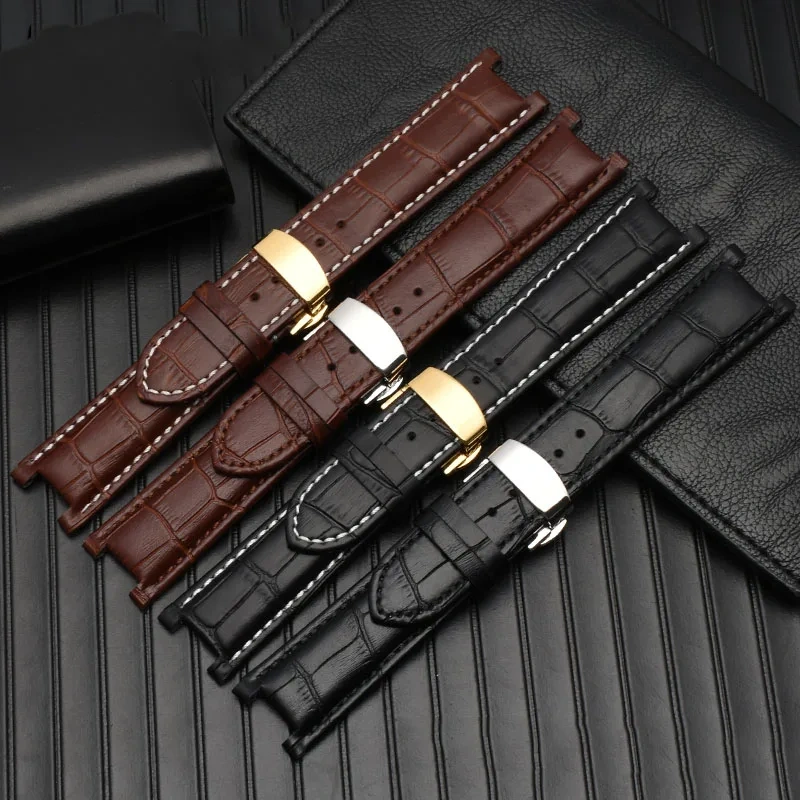 Cow Leather Watch band For Gucci GC Guess Wristband 22×13mm 20×11mm Men Cowhide Notched Watch strap butterfly buckle Bracelet
