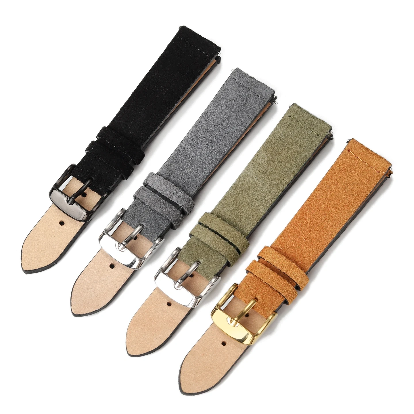 Suede Leather Quick Release Strap For Casio A159W-N1 A158WA A168 F91W Retro Square Watch 18mm Vintage Nubuck Replacement Band