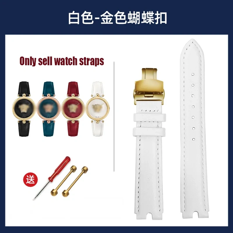 For VERSACE PALAZO Wristband Medusa Notched Genuine Leather Watch Band 18MM Women's Watch Strap VECQ00418/00118 Ladies Bracelet