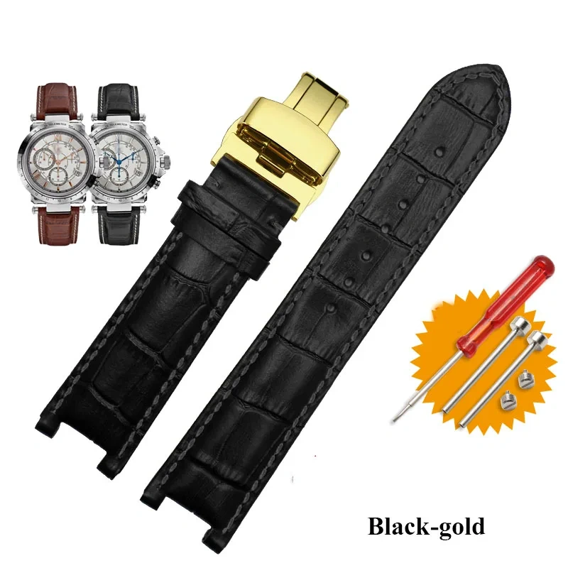 Cow Leather Watch band For Gucci GC Guess Wristband 22×13mm 20×11mm Men Cowhide Notched Watch strap butterfly buckle Bracelet