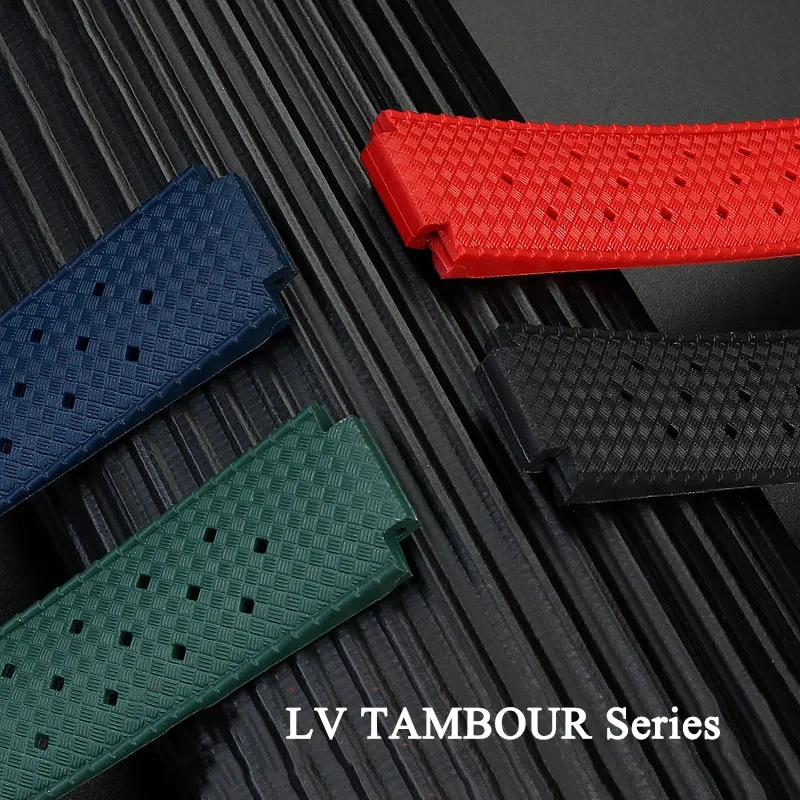 Rubber Watch Band Q114k Dedicated For LV Louis Vuitton Tambour Watch Strap Q1121 Men Sports Silicone Bracelet 20×12MM Wristband