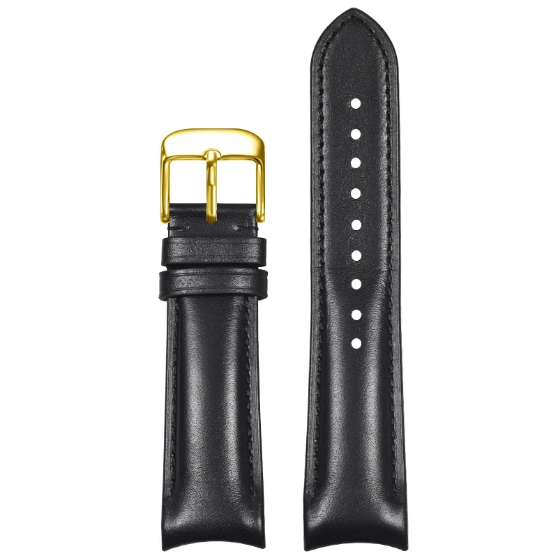 Curved End Leather Strap for Omega MoonSwatch Seamaster Speedmaster 20mm Release Genuine Leather Band accessories