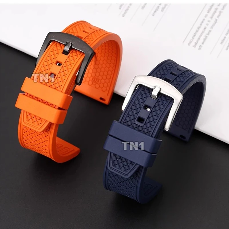 For CIGA design Mechanical watch barrel shaped Bracelet 22mm waterproof fluororubber Watchband quick release men's rubber Strap
