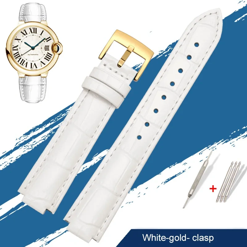 Genuine Leather Watch Band For Cartier Blue Balloon W69012Z4 W6900456/556 Series Men Women Watch Chain Watch Strap 16mm 18mm