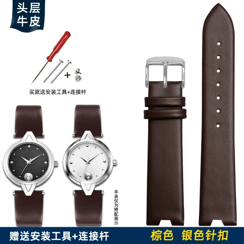 For Versace Cowhide Watch strap SCI080016/SCI070016 Women's Fashion V-notch Cow Leather Watch band White 18MM Ladies' Bracelet