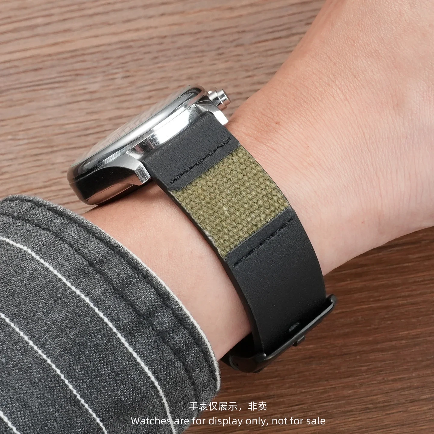 20mm 22mm Hybrid Leather & Canvas Watch Band Strap for Casio Panerai Rolex Tudor Quick Release Replacement Bracelet