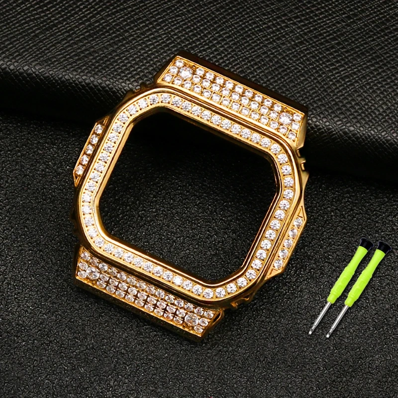 For Casio Watchband Advanced Retrofit Diamond Case Bracelet Stainless Steel WatchStrap DW5600/5610 GMW-B5000 Metal Wristband