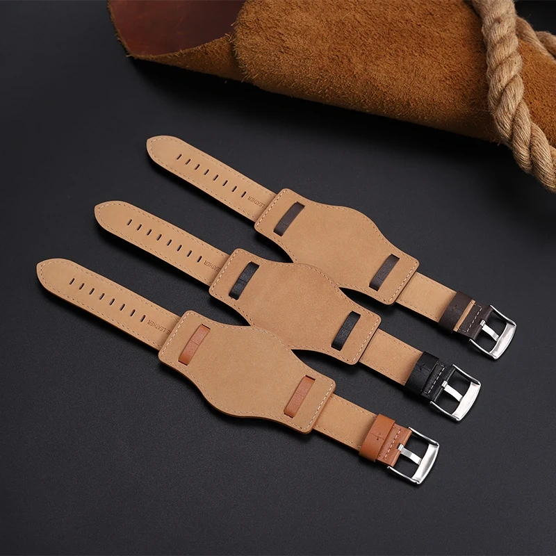 For Fossil FS4656 CH2564 CH2565 CH2891CH3051 PAM Tudor Watchband Cow Leather wristband With tray bracelet Watch strap 22 24mm