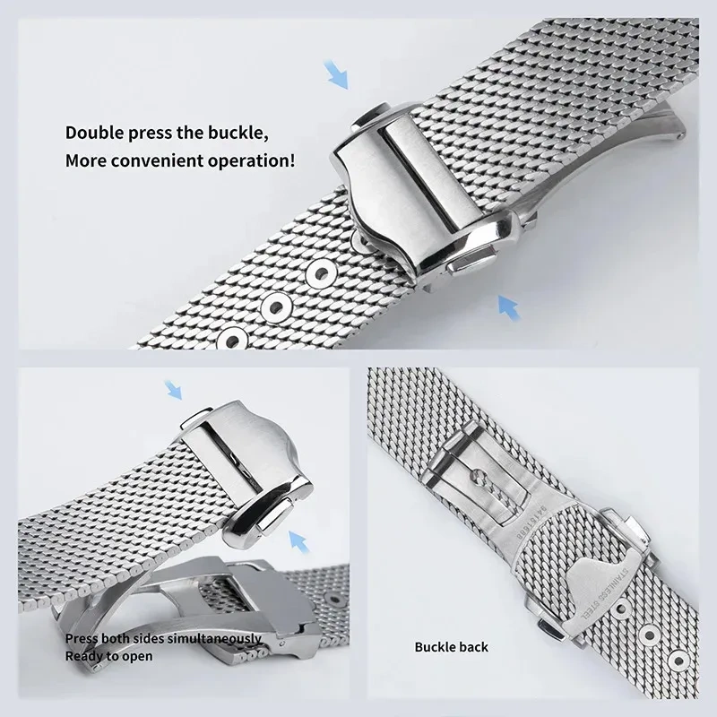 20mm Titanium Milanese Bracelet for Omega Seamaster Diver 300M | Stainless Steel Buckle Waterproof Luxury Dive Band Hot Sale