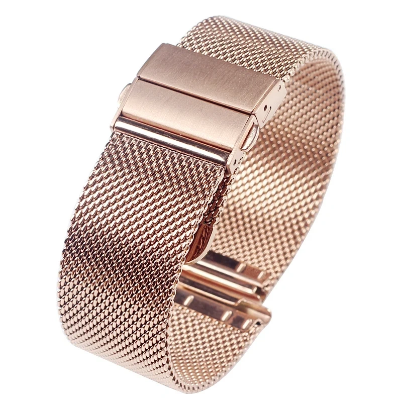 Mesh Milanese Watch Band Quick Release Stainless Steel Bracelet Adjustable Strap Folding Buckle for DW Watch 16mm 18mm 20mm 22mm