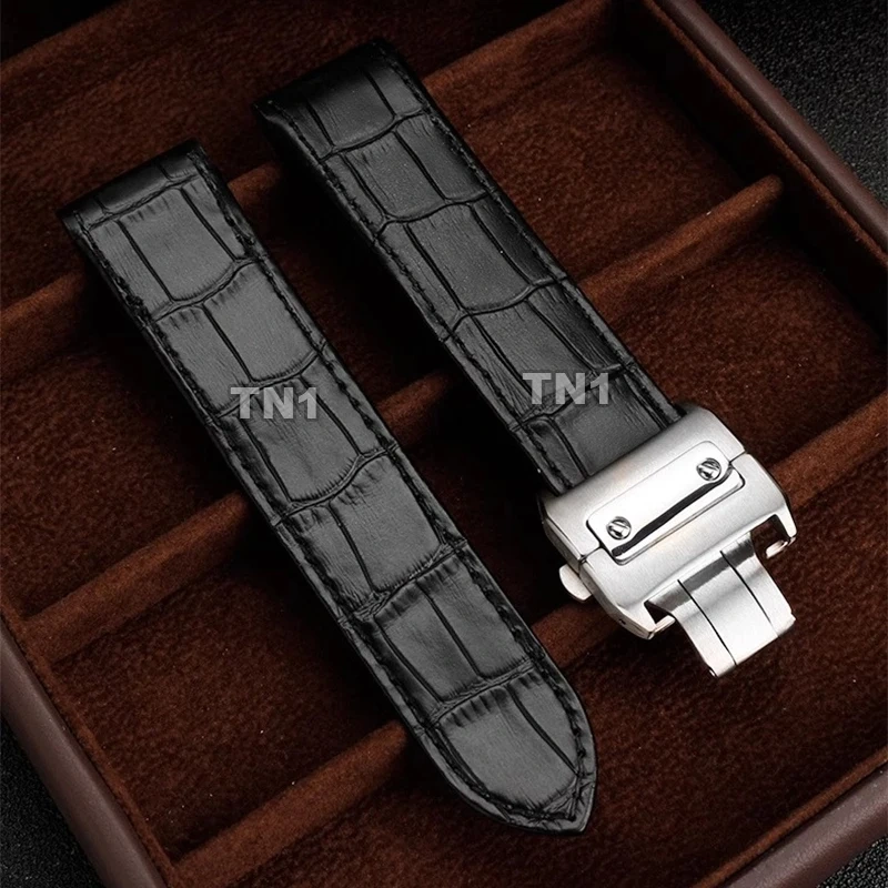 For Cartier Santos 100 Cow Leather Santos Watchband Bracelet Men's and Women's Crocodile patterned cowhide Watch Strap 20mm 23mm