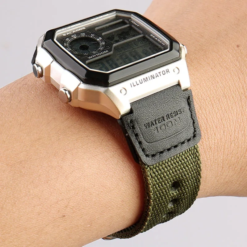 Nylon Leather Strap For Casio AE-1200 AQ-S810W AE-1000W AE1200 SGW-300/400H/500H F91W/F84/W735 MRW-200H Watchband Men's Bracelet