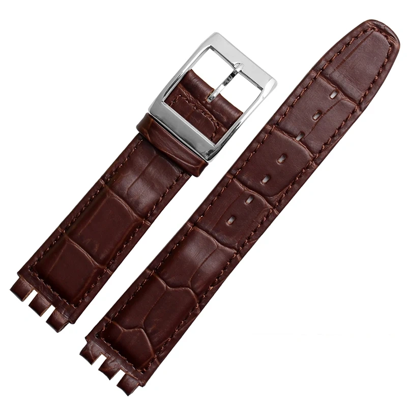 17mm 19MM Waterproof Bracelet For SWATCH High Quality Genuine Leather Watchband Men's and Women's Watch Chain Bump Mouth Strap