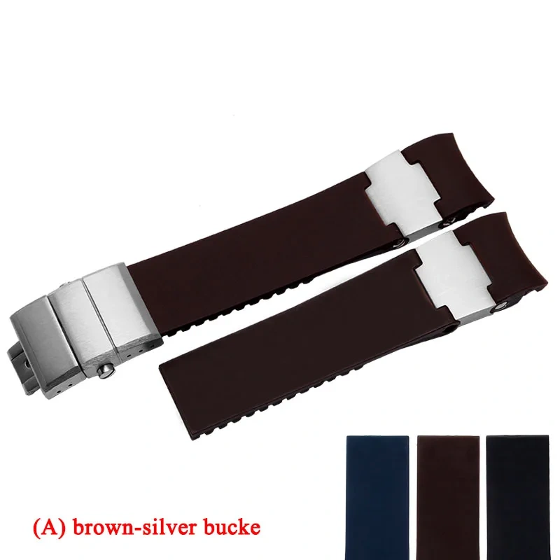 For Ulysse Nardin Silicone Rubber Watchband 263 DIVER Curved End Watch strap Men Brown Blue 22mm Waterproof belt Bracelets