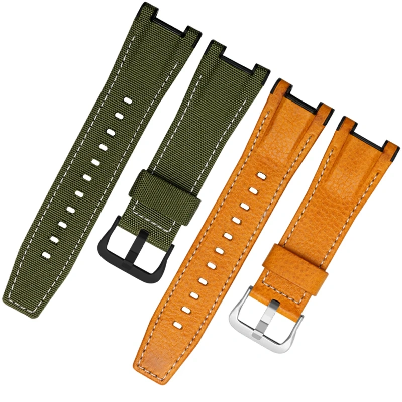 Nylon Leather Watchband For CASIO MTG-B1000 Watch Strap series modified Bracelet Concave Interface 26*13mm Black Wristband