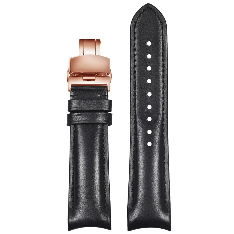 Curved End Leather Strap for Omega MoonSwatch Seamaster Speedmaster 20mm Release Genuine Leather Band accessories