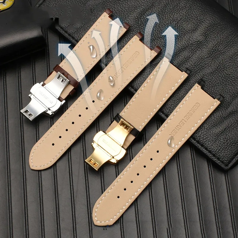 Cow Leather Watch band For Gucci GC Guess Wristband 22×13mm 20×11mm Men Cowhide Notched Watch strap butterfly buckle Bracelet