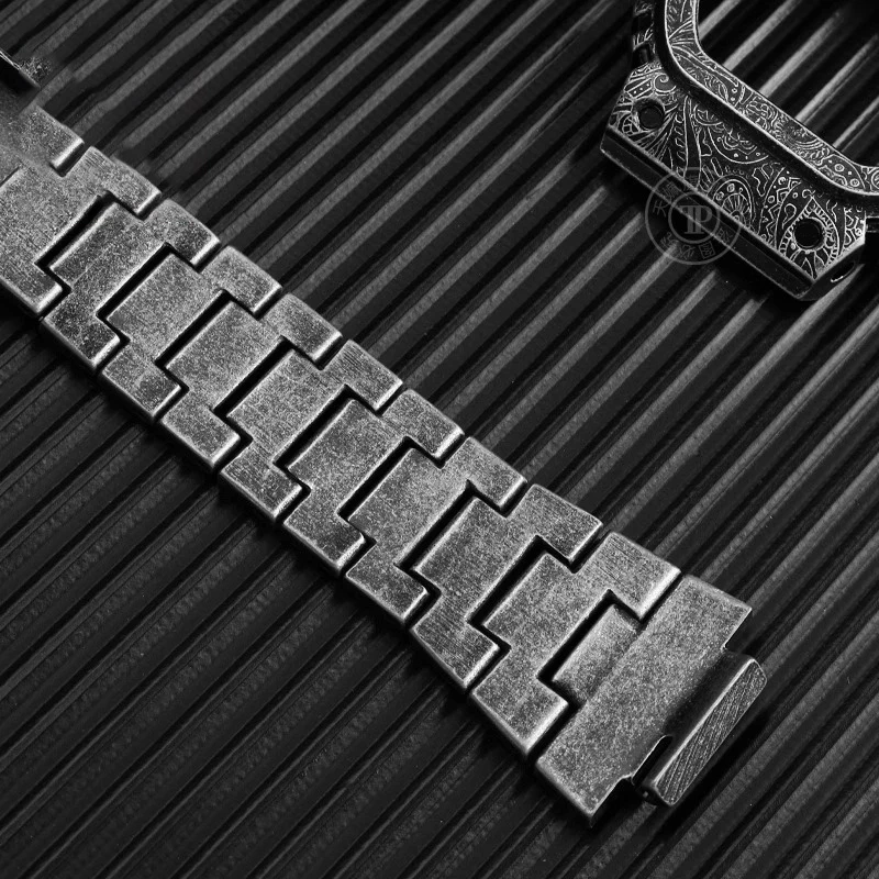 For Casio DW5000 DW-5600 5610 GMW-B5600 Bezel 316L Metal Strap Men Vintage Paisley Stainless Steel modified Watchband Watcg Case