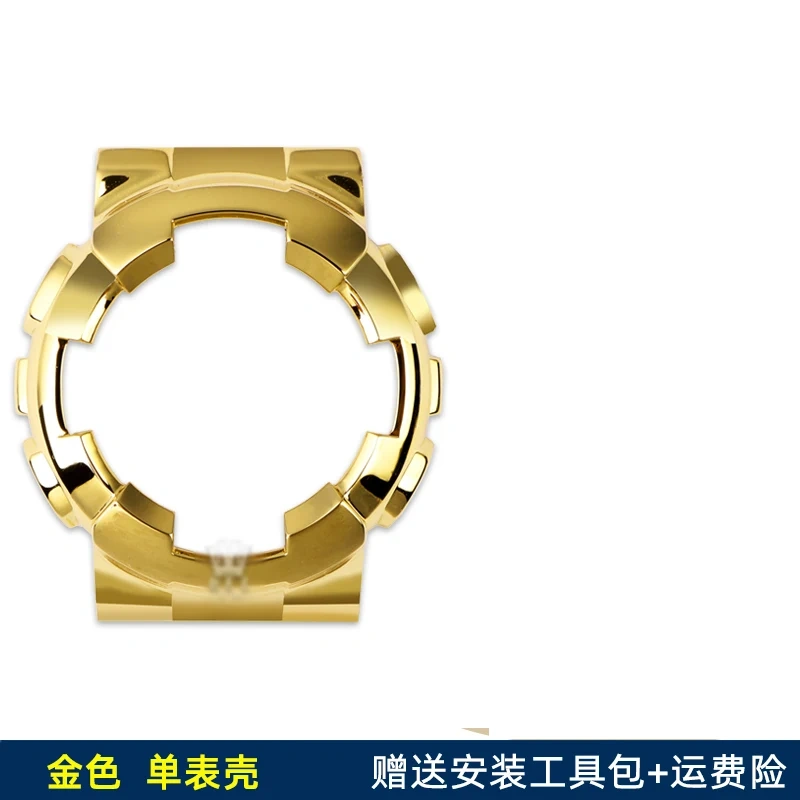 GA110 For G-SHOCK Casio GA-110GB/100/120 Black Warrior Modified Stainless Steel Metal Case wristband Bracelet Men Gold Watch Set