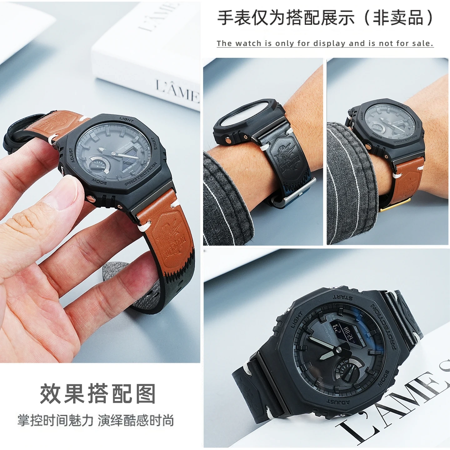 Vintage Distressed watchband Steampunk Style Leather Strap For Casio G-Shock GA-2100 ga-2110 GBM-2100 watch strap Aged Brown
