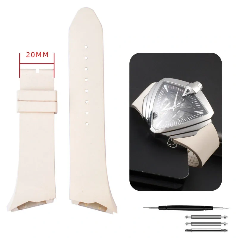 For Hamilton H24655331 H24615331 VENTURA Waterproof Silicone Watch Strap Inclined Rubber Black Men's Watchband 25mm Bracelet