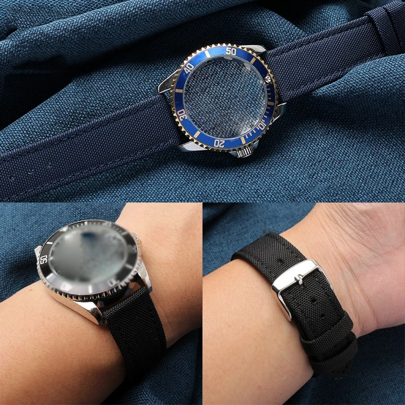 19mm 20mm 22mm 23mm 24mm Nylon Leather Wrist Band Men Waterproof Canvas Bracelet For Omega Seiko Casio Tissot IWC Watch Strap