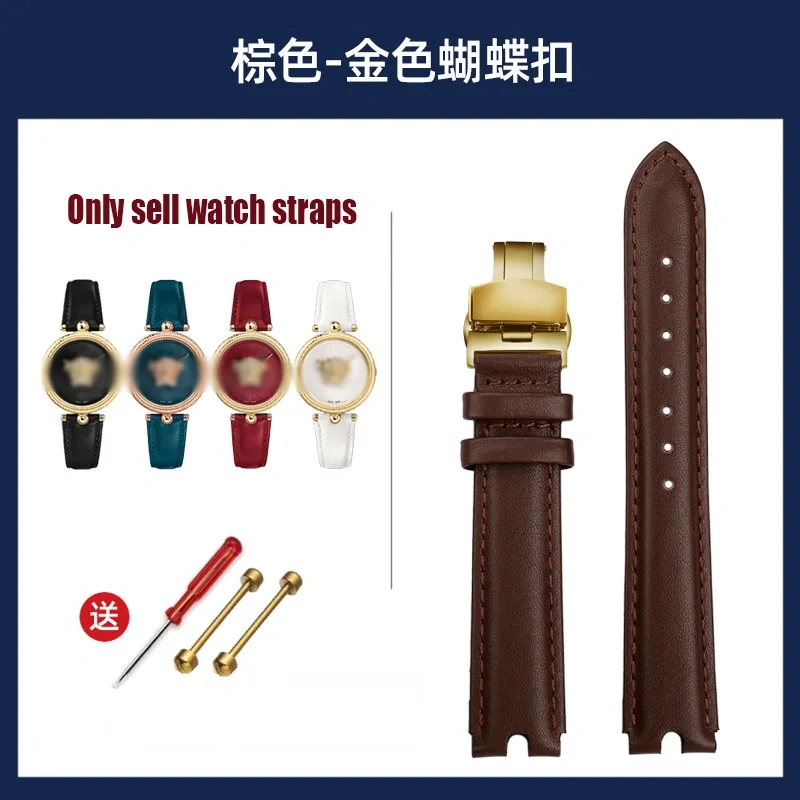 For VERSACE PALAZO Wristband Medusa Notched Genuine Leather Watch Band 18MM Women's Watch Strap VECQ00418/00118 Ladies Bracelet