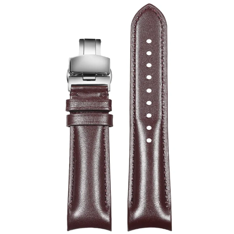 Curved End Leather Strap for Omega MoonSwatch Seamaster Speedmaster 20mm Release Genuine Leather Band accessories