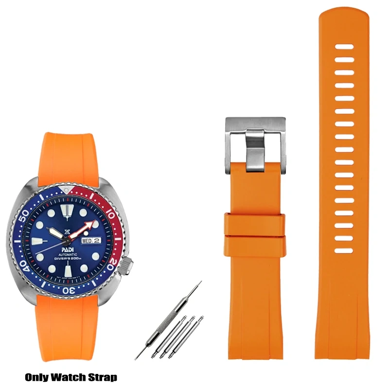 22MM Bracelet For Seiko PROSPEX Series Silicone Watch band PADI Abalone SRPE99K1 Cola Ring SRPA21J1 Fluorine Rubber Watch Strap