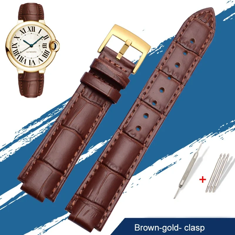 Genuine Leather Watch Band For Cartier Blue Balloon W69012Z4 W6900456/556 Series Men Women Watch Chain Watch Strap 16mm 18mm