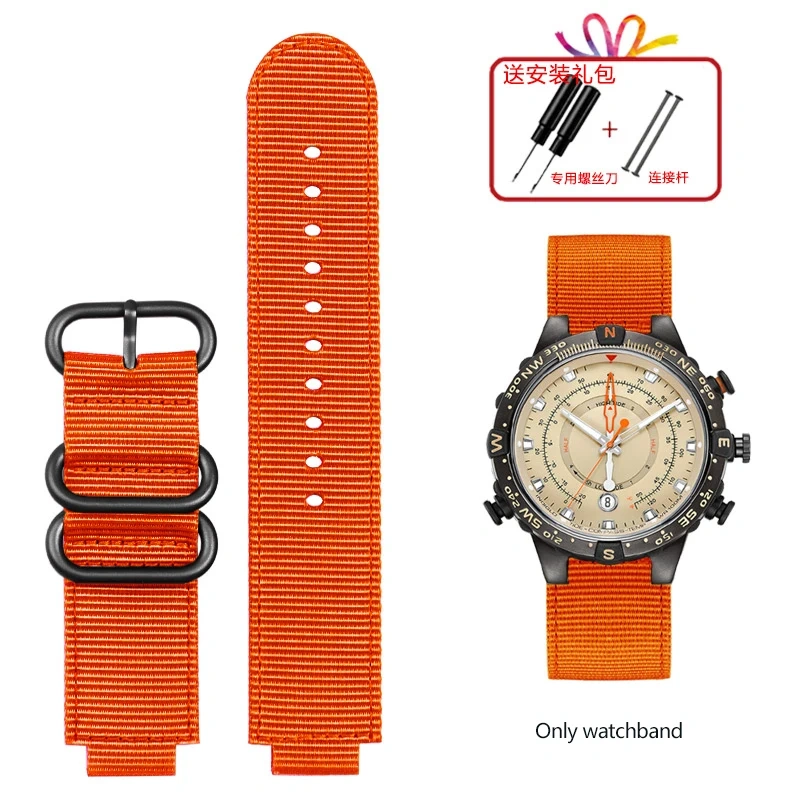 For TIMEX Tide Canvas Convex Strap Male Compass Bracelet T2N721 T2N720 TW2T76500 TW2T76300 Nylon Watchband 24*16MM Wristband