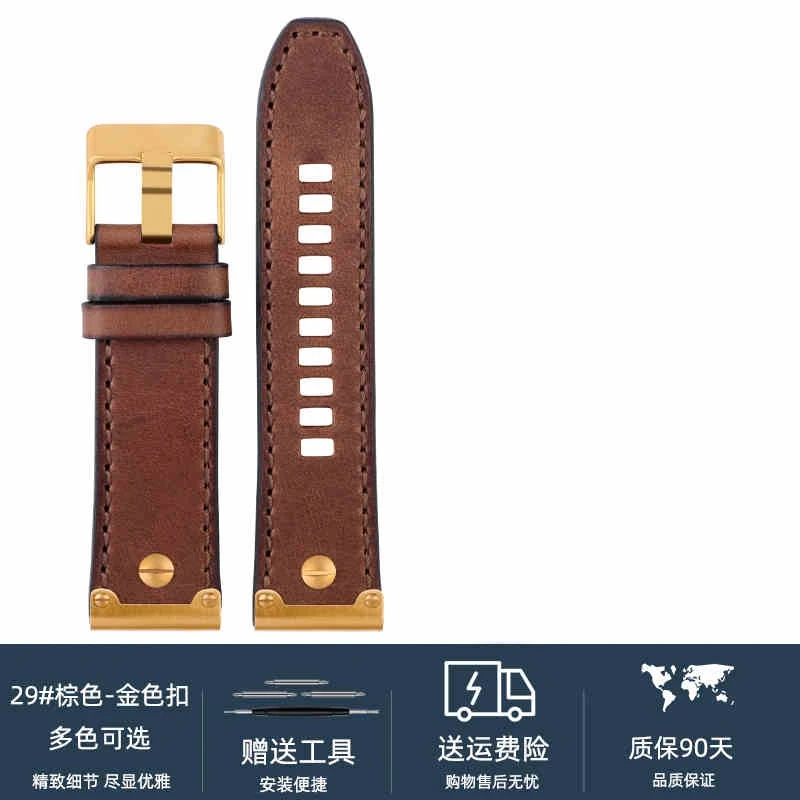 26mm High Quality Genuine Leather Watch Band For Diesel DZ4318 DZ4343 DZ4476 DZ4323 DZ4290 DZ4292 Series Men Vintage Watch strap