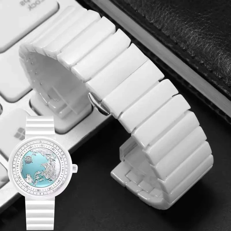 Ceramic Watch Strap For CIGA design Mechanical watch barrel shaped Bracelet 22mm waterproof White Quick release men's Watchband