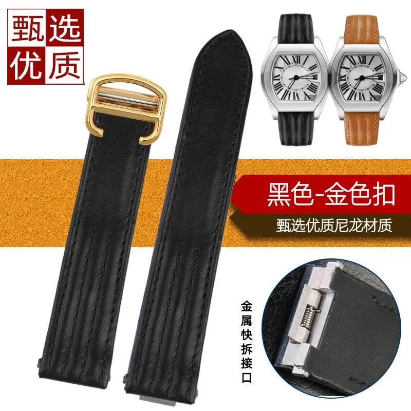 19mm 20mm For Cartier Roadster W6206018 W6206017 Men's Leather Watch Strap Special Quick-Release Folding Buckle Nylon Watch Band