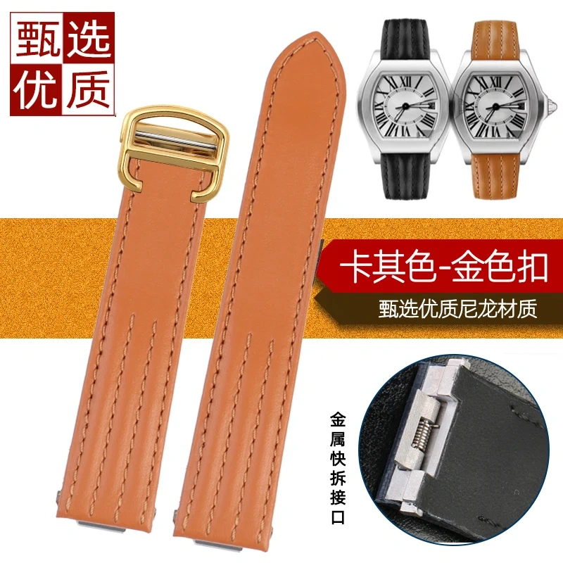 19mm 20mm For Cartier Roadster W6206018 W6206017 Men's Leather Watch Strap Special Quick-Release Folding Buckle Nylon Watch Band