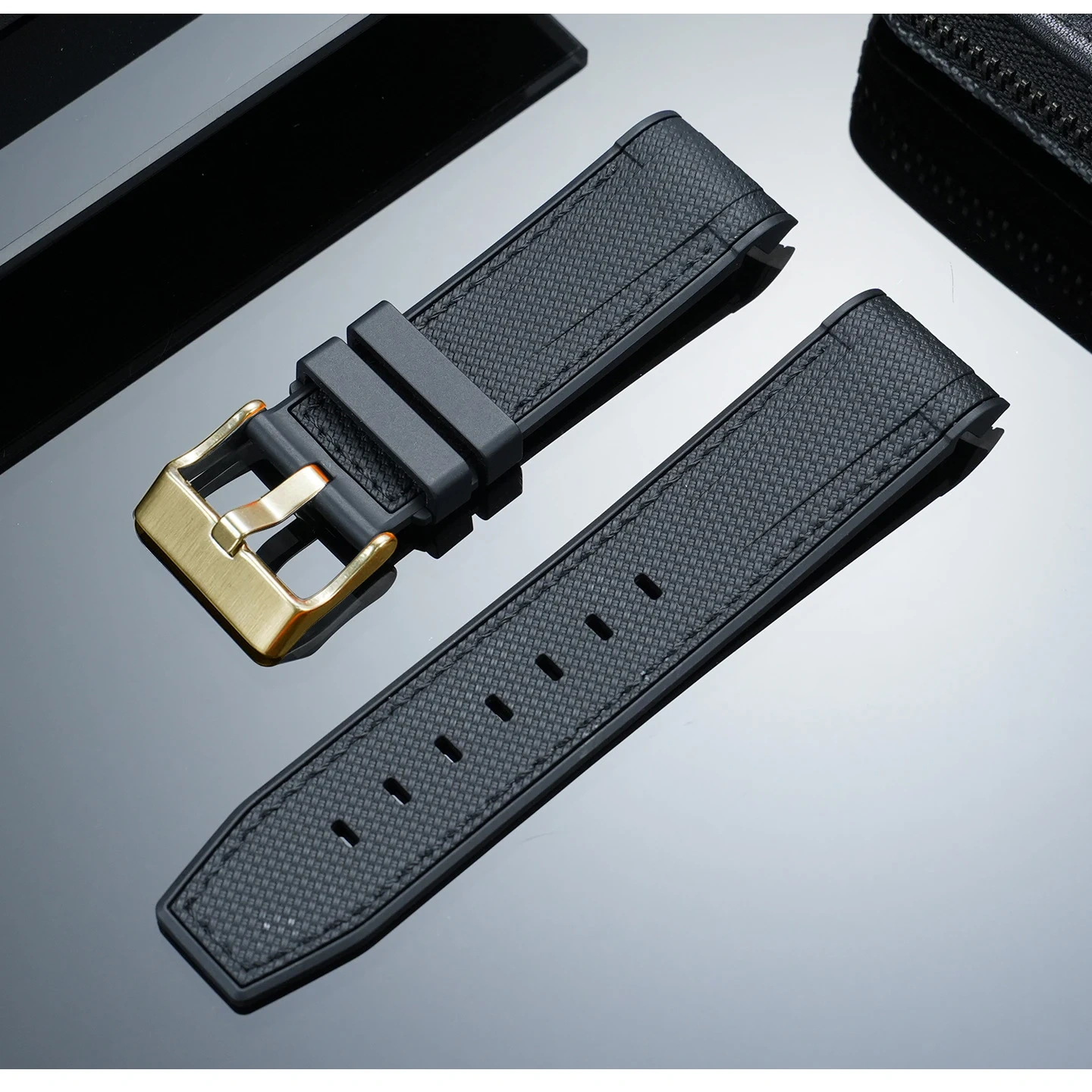 Soft Two-Tone 23mm Silicone Rubber Watch Band Strap Replacement for Tudor Black Bay Bronze 43mm & Blancpain Fifty Fathoms