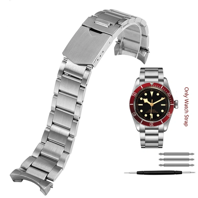 Bracelet For Tudor Byfjord Qicheng Watchband Small Red Flower Solid Steel Watch Strap With Arc Mouth Steel Watch Chain 22mm Gold