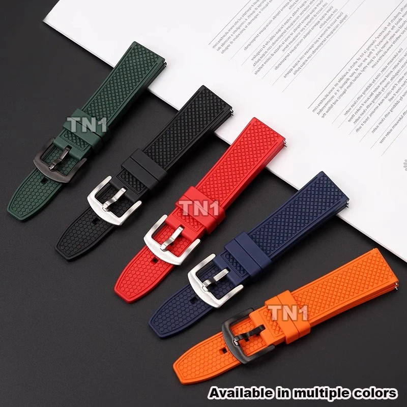 For CIGA design Mechanical watch barrel shaped Bracelet 22mm waterproof fluororubber Watchband quick release men's rubber Strap