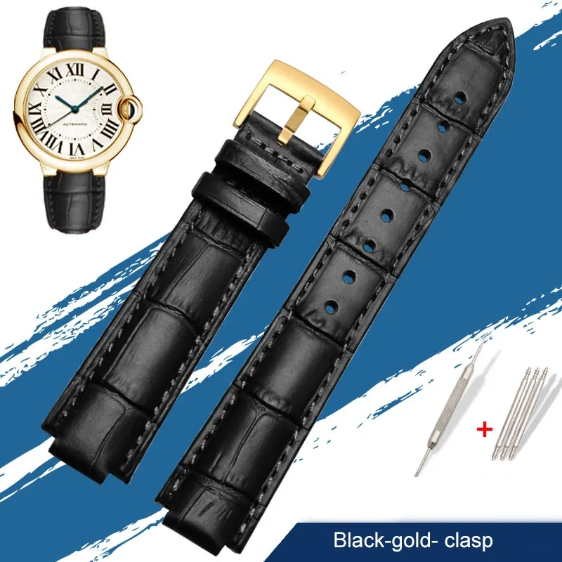 Genuine Leather Watch Band For Cartier Blue Balloon W69012Z4 W6900456/556 Series Men Women Watch Chain Watch Strap 16mm 18mm