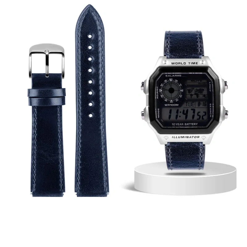 1200 Cow leather Strap 18mm For Casio AE-1200WH/1300/1000/A159W-N1 A158W/A168/f91w/ AQ-230 LA-680 Cowhide Watchband Men Bracelet